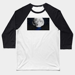 Fantasy Moon Lit Stream Nightscape Baseball T-Shirt